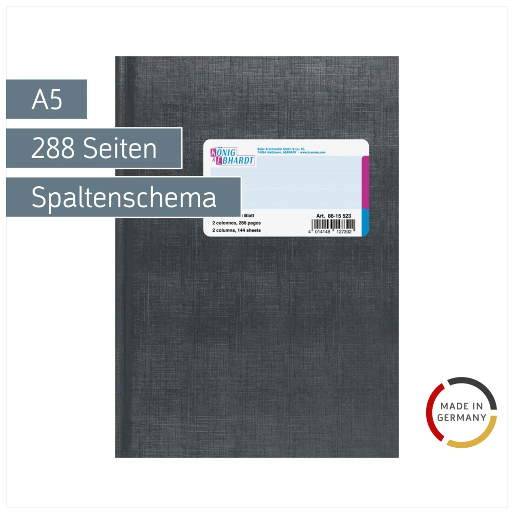 Spaltenbuch | A5, 288 Seiten, 2 Spalten, Kunststoff, grau