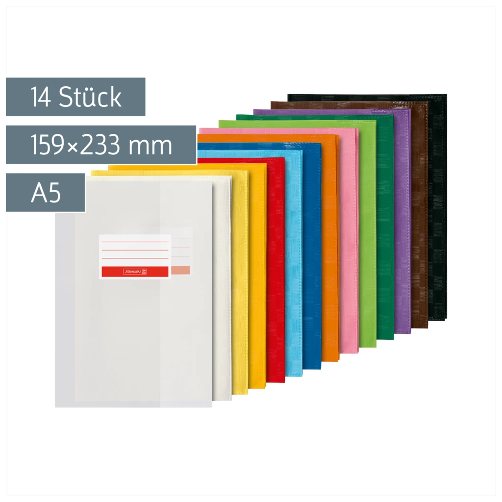 Hefthüllen-Set | 159×233 mm, A5, sortiert, 14 Stück