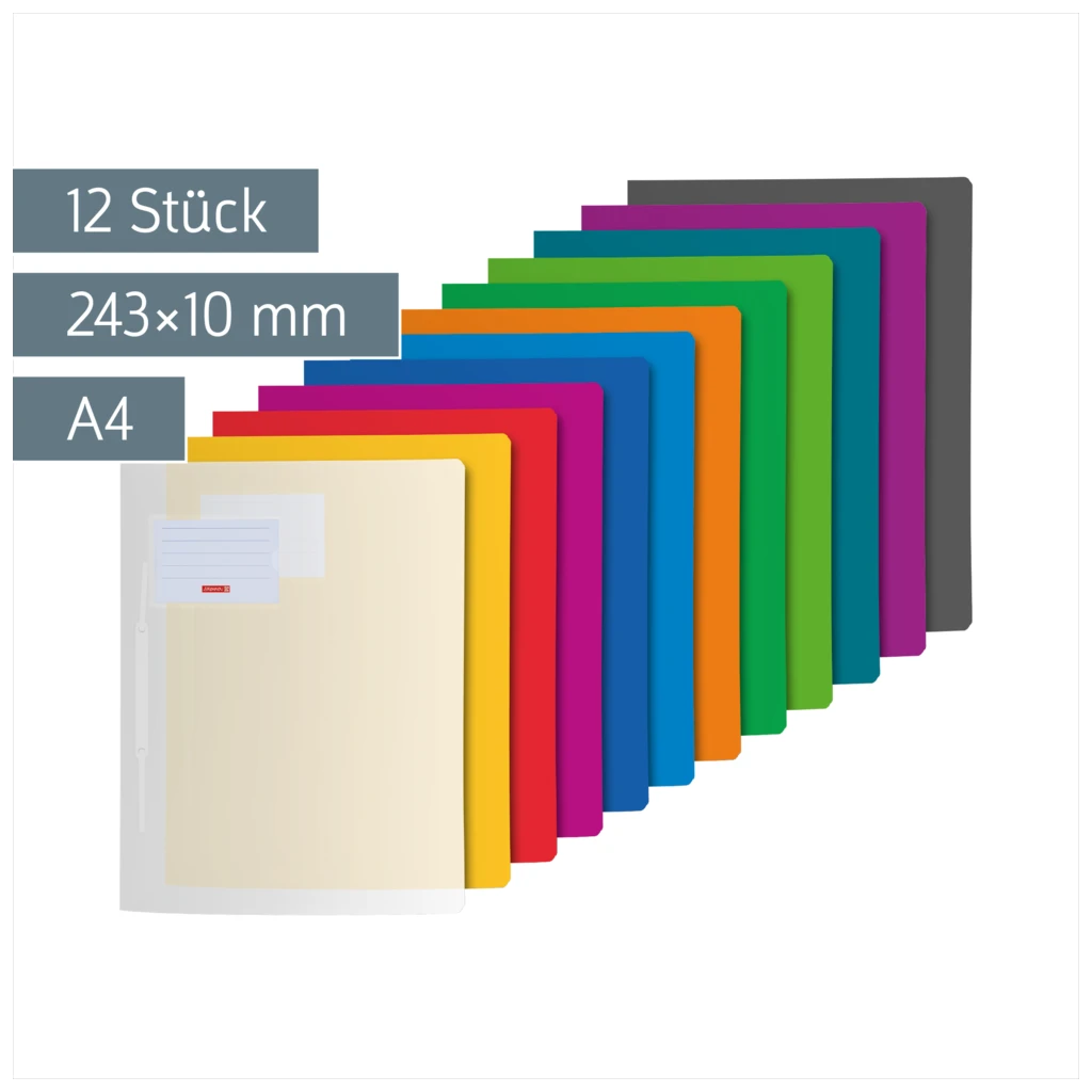Schnellhefter-Set FACT!pp | A4, Füllhöhe: 10 mm, sortiert, 12 Stück