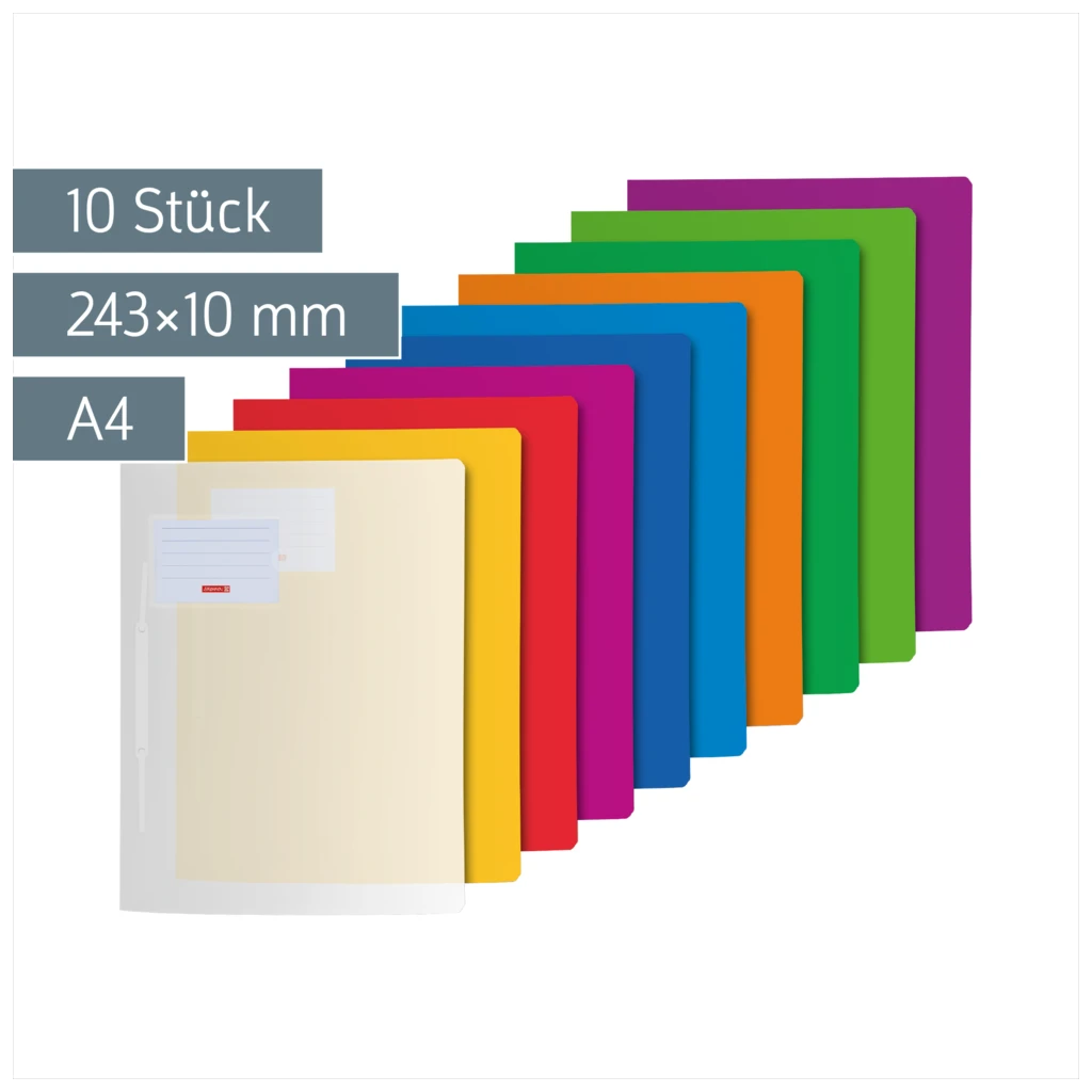 Schnellhefter-Set FACT!pp | A4, Füllhöhe: 10 mm, sortiert, 10 Stück