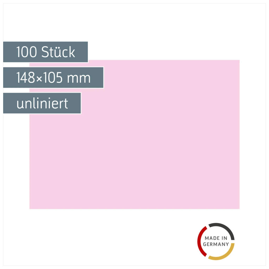 Karteikarten | 148×105 mm, A6, unliniert, rot, 100 Stück