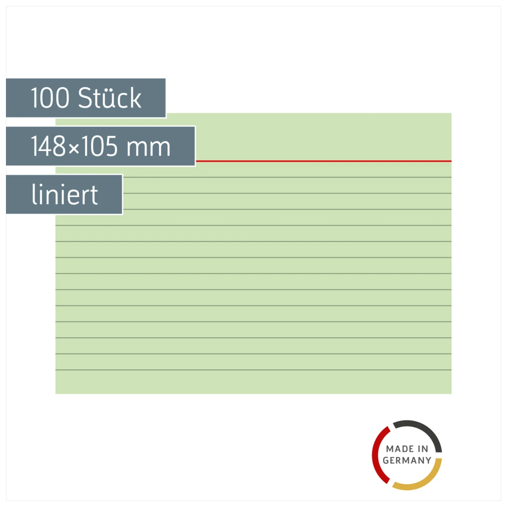 Karteikarten | 148×105 mm, A6, liniert, grün, 100 Stück