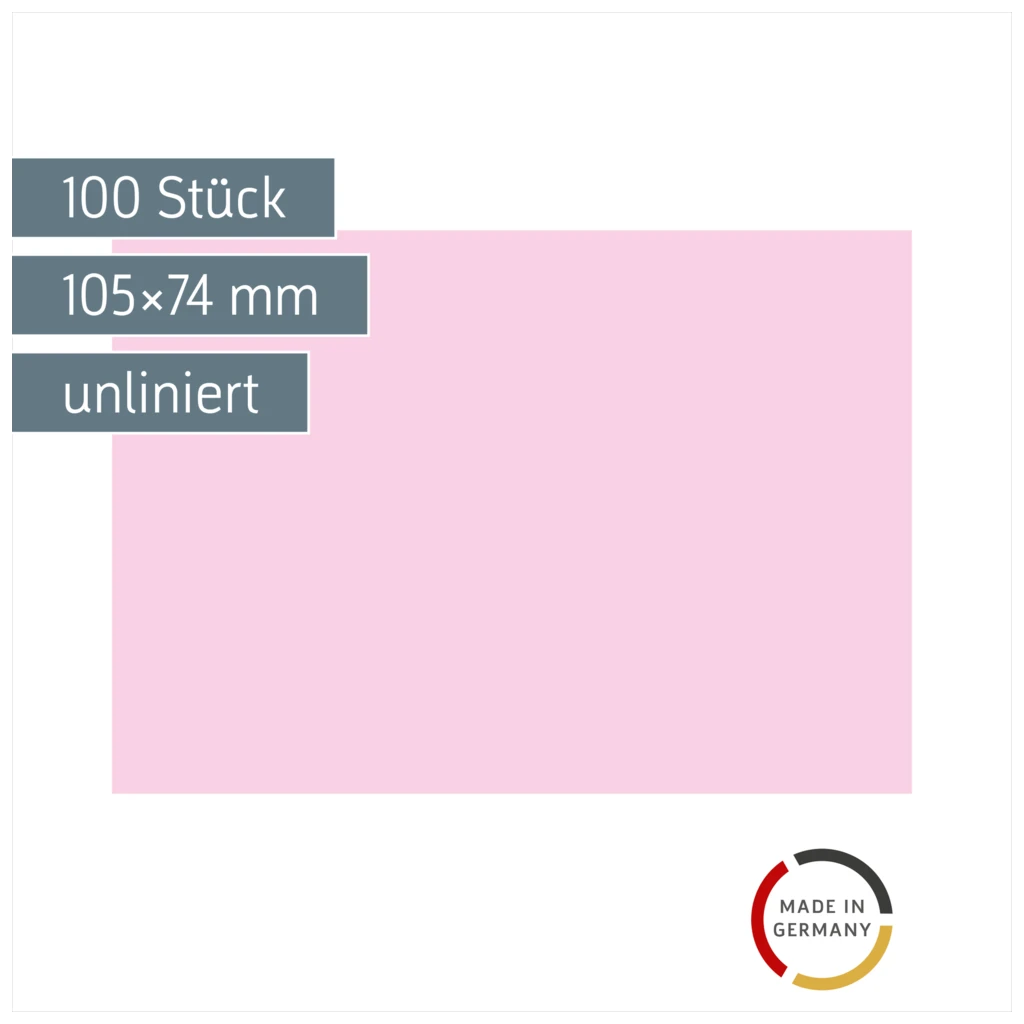 Karteikarten | 105×74 mm, A7, unliniert, rot, 100 Stück