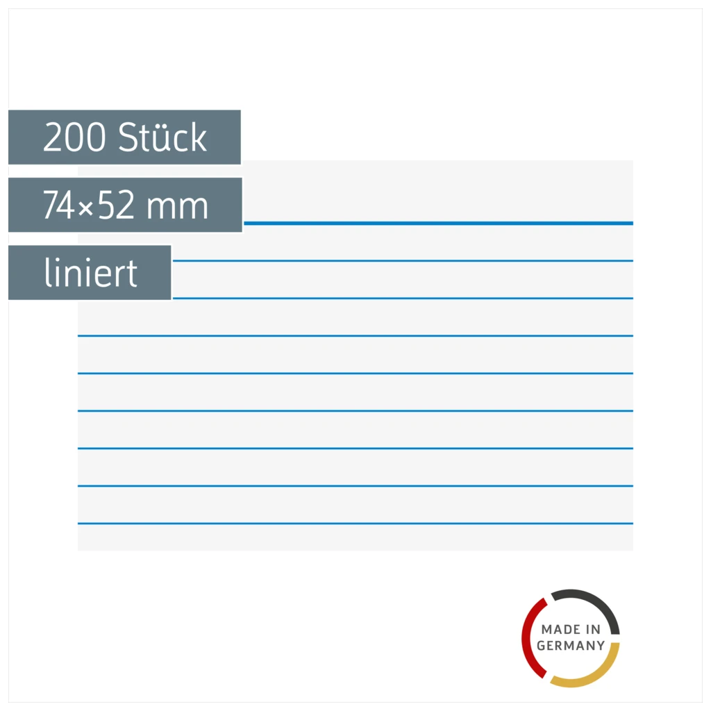 Karteikarten | 74×52 mm, A8, liniert, weiß, 200 Stück