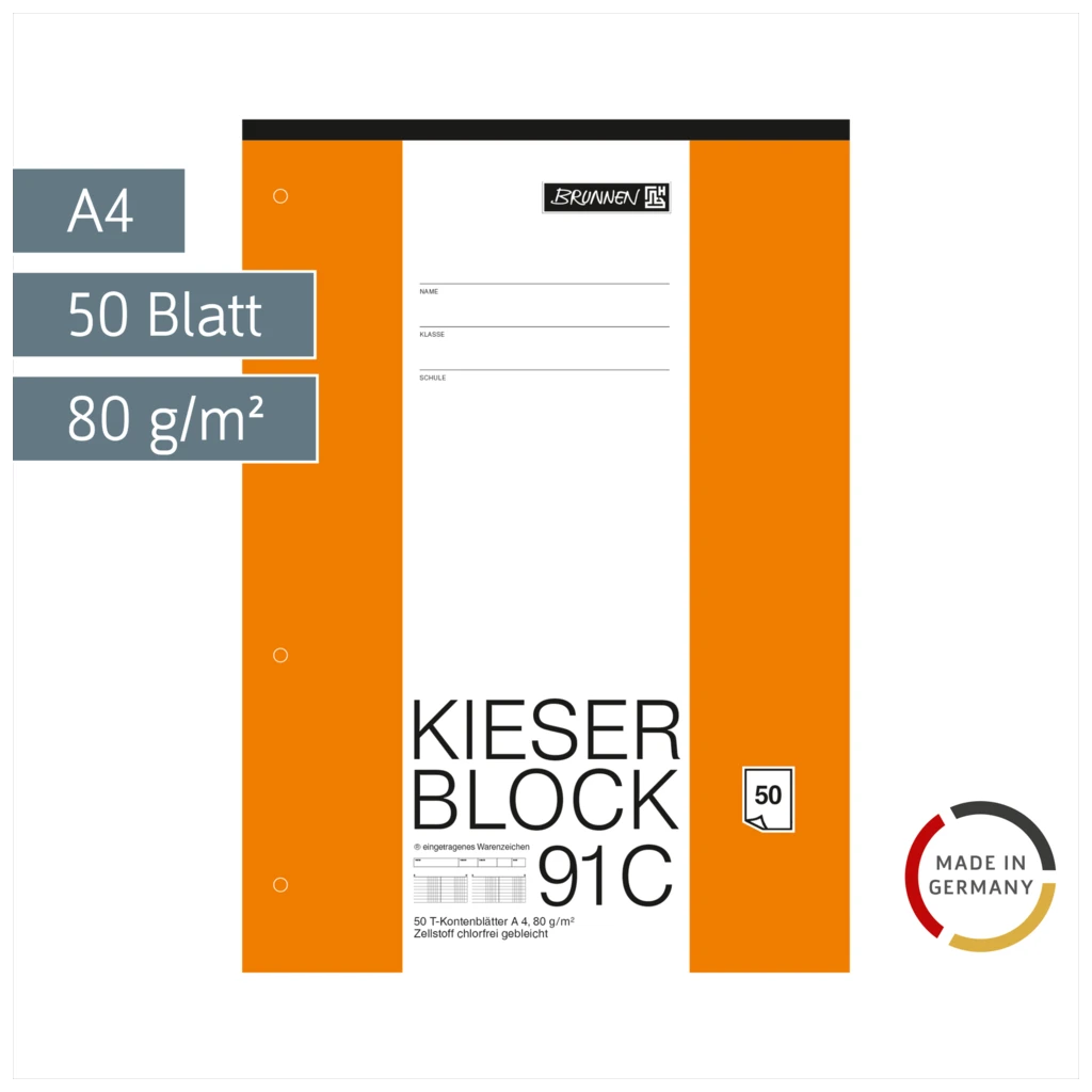 KIESER-Block gelocht | A4, 50 Blatt, mehrfarbig