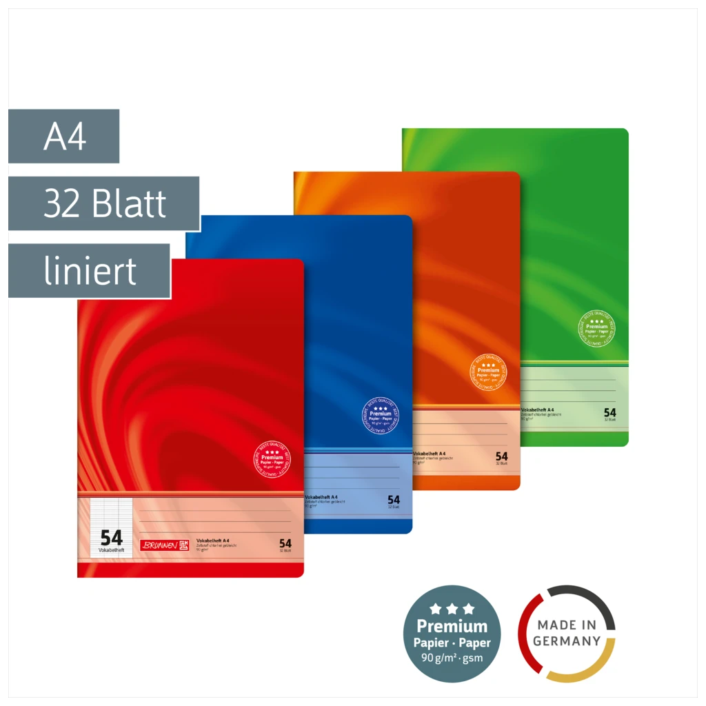 Vokabelheft Premium Vivendi | A4, Lineatur 54, 32 Blatt, sortiert