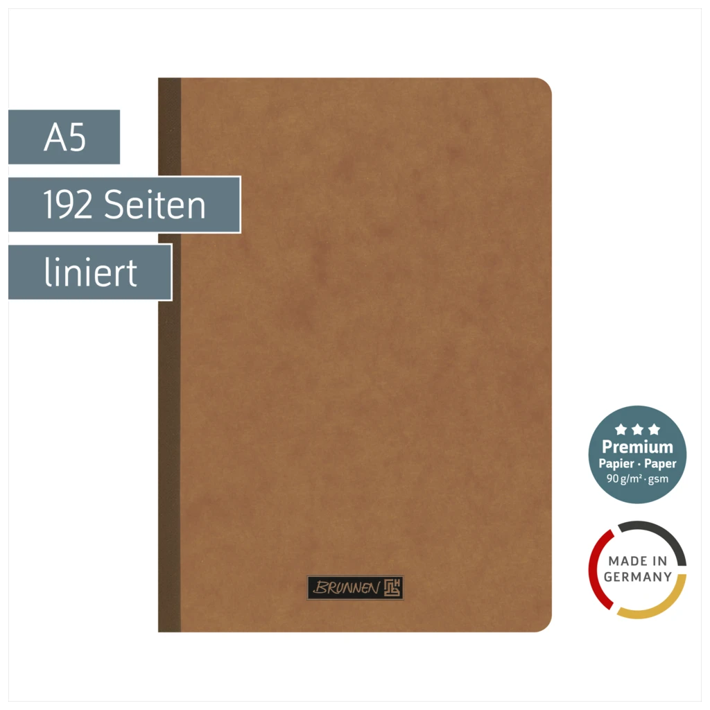 Notizbuch Premium FACT!plus Kladde | A5, liniert, braun