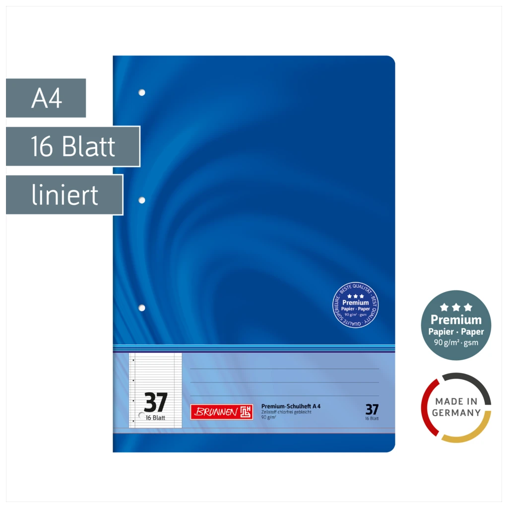 Schulheft Premium Vivendi | A4, Lineatur 37, 16 Blatt, blau