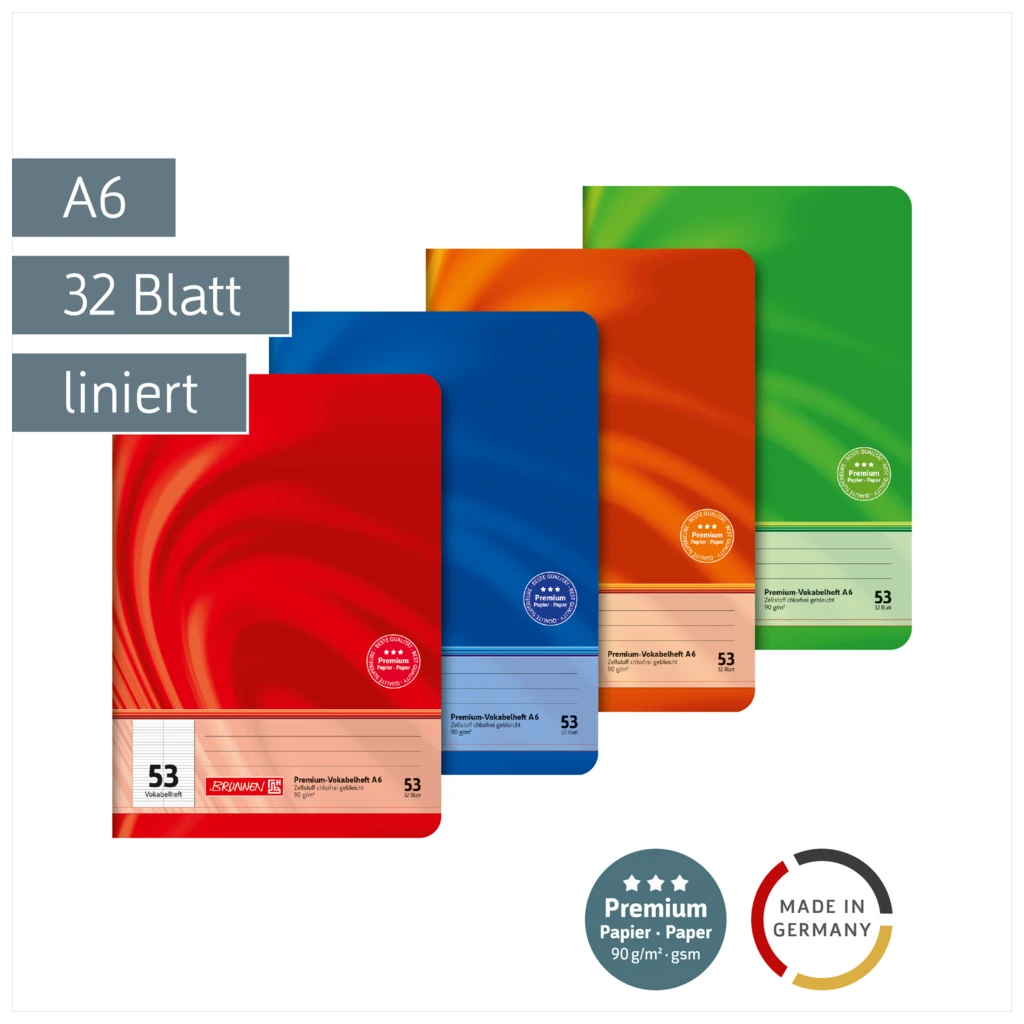 Vokabelheft Premium Vivendi | A6, Lineatur 53, 32 Blatt, sortiert