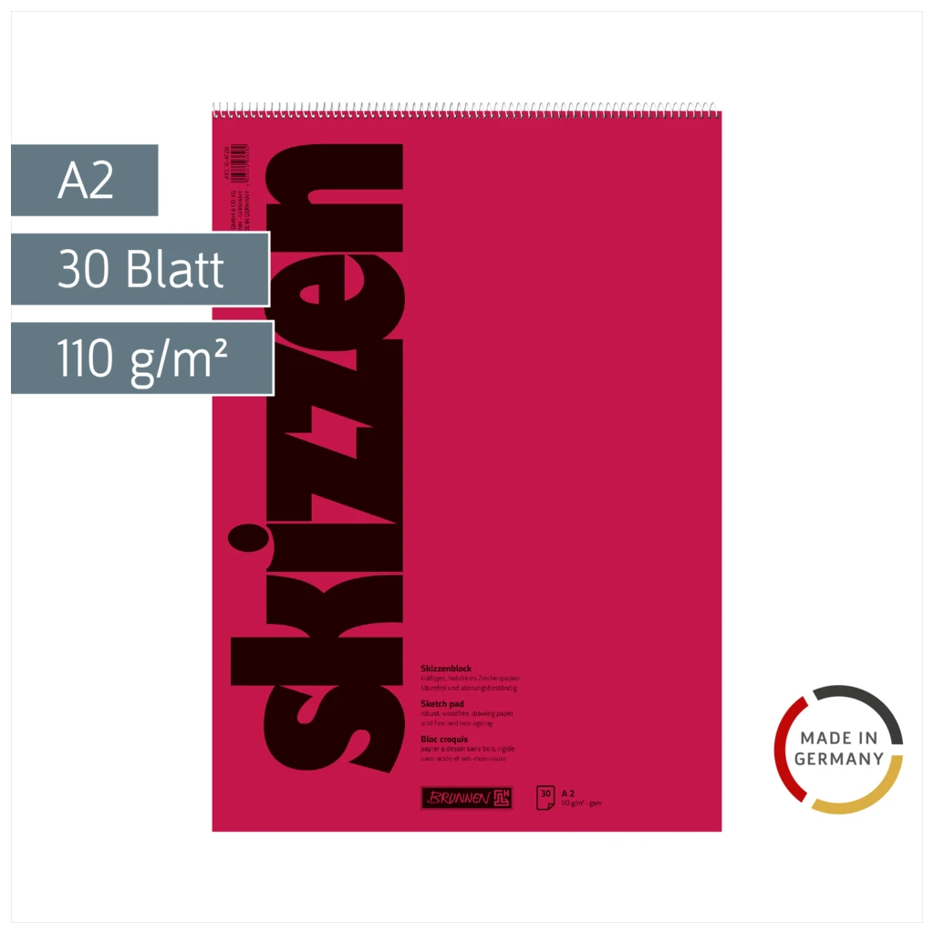 Skizzenblock | A2, 30 Blatt, rot