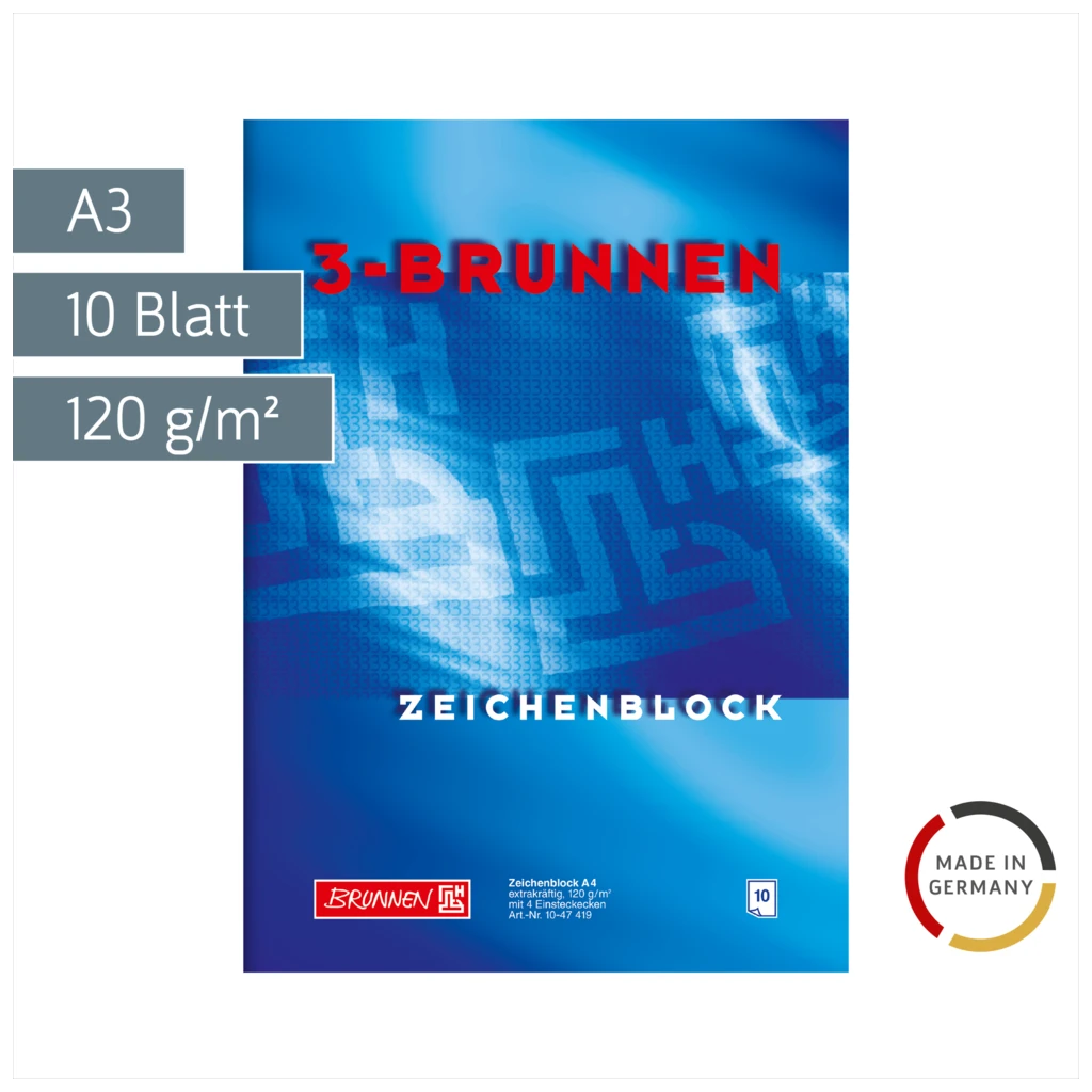 Zeichenblock „3-BRUNNEN-Block“ | A3, 10 Blatt