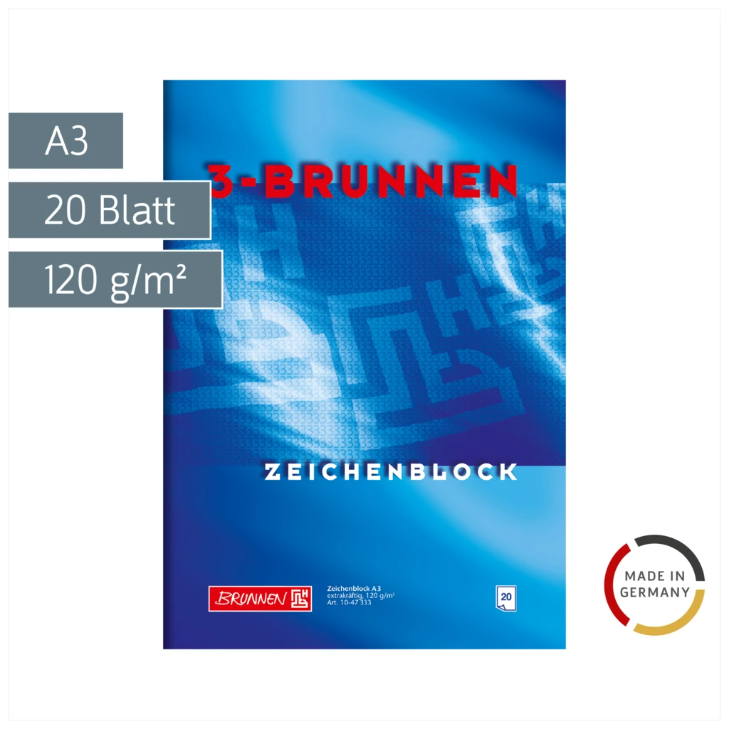 Zeichenblock „3-BRUNNEN-Block“ | A3, 20 Blatt