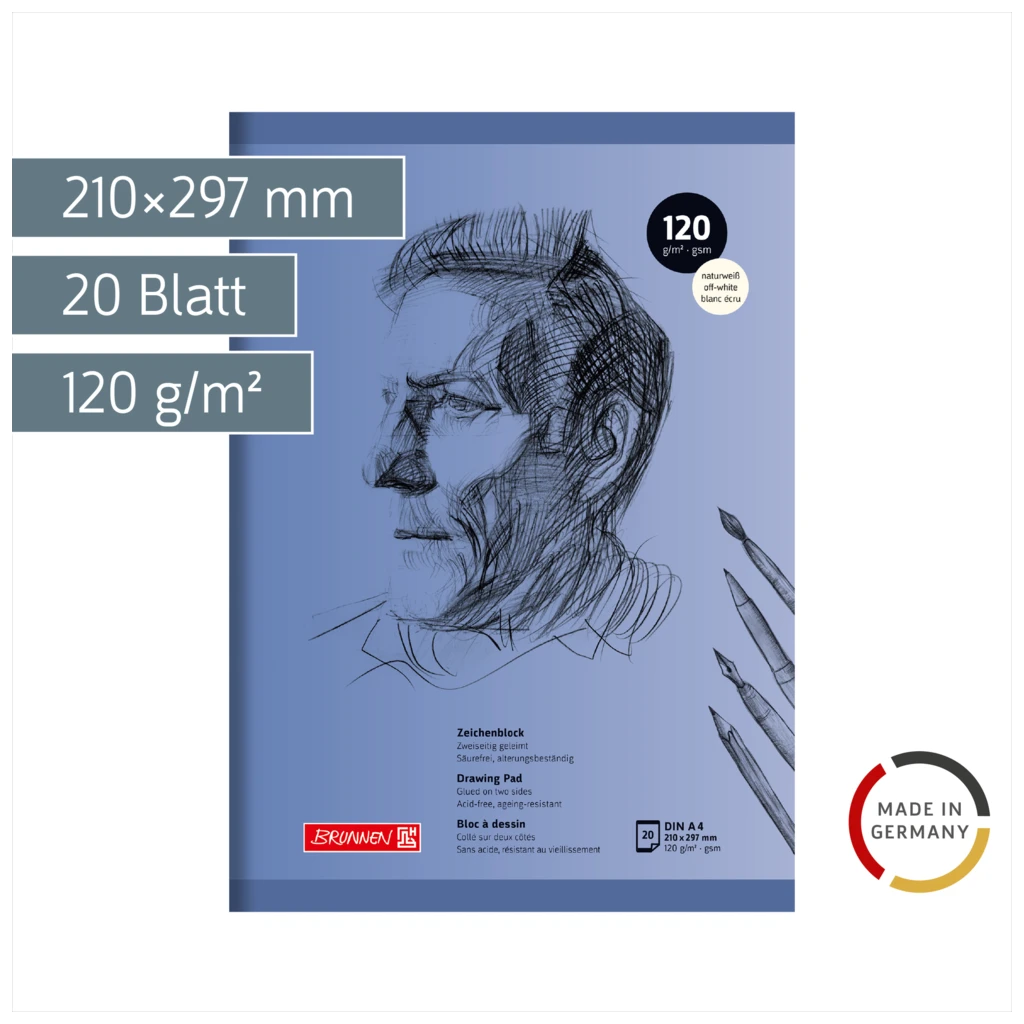 Zeichenblock | A4, 20 Blatt, blau