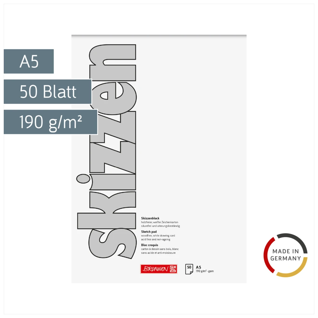Skizzenblock | A5, 50 Blatt, weiß