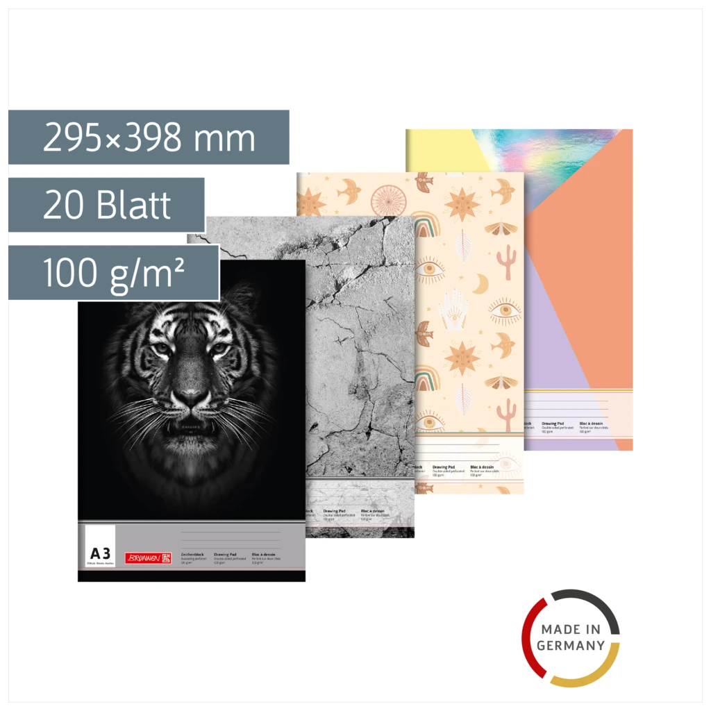 Zeichenblock | A3, 20 Blatt, sortiert