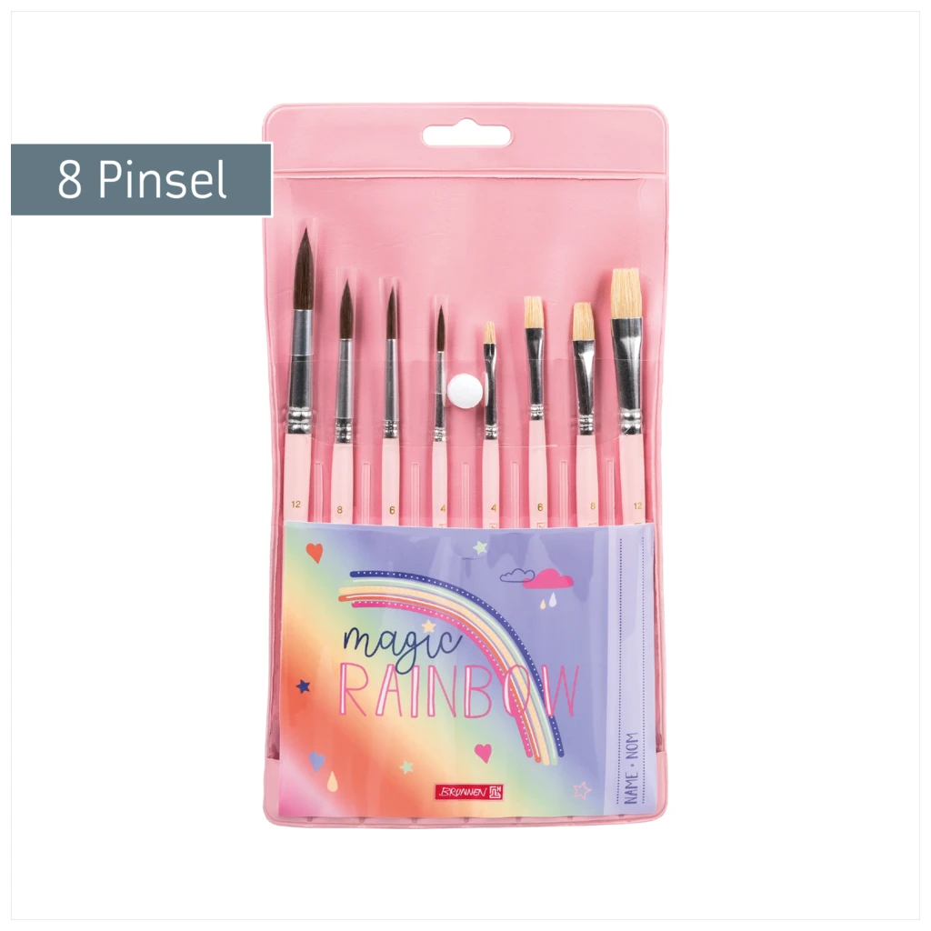 Schulpinsel-Set Magic Rainbow | rosa, 8 Pinsel