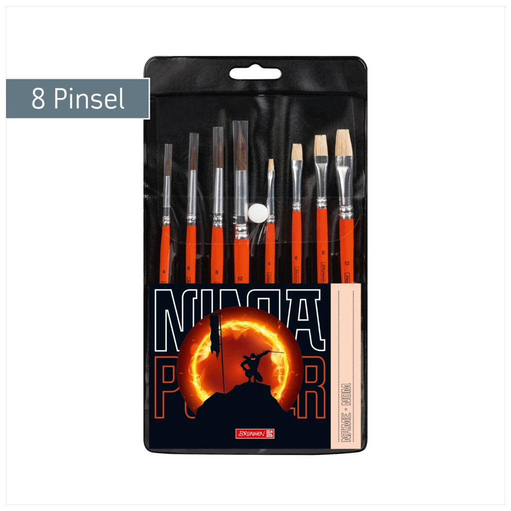 Schulpinsel-Set Ninja Power | rot, 8 Pinsel