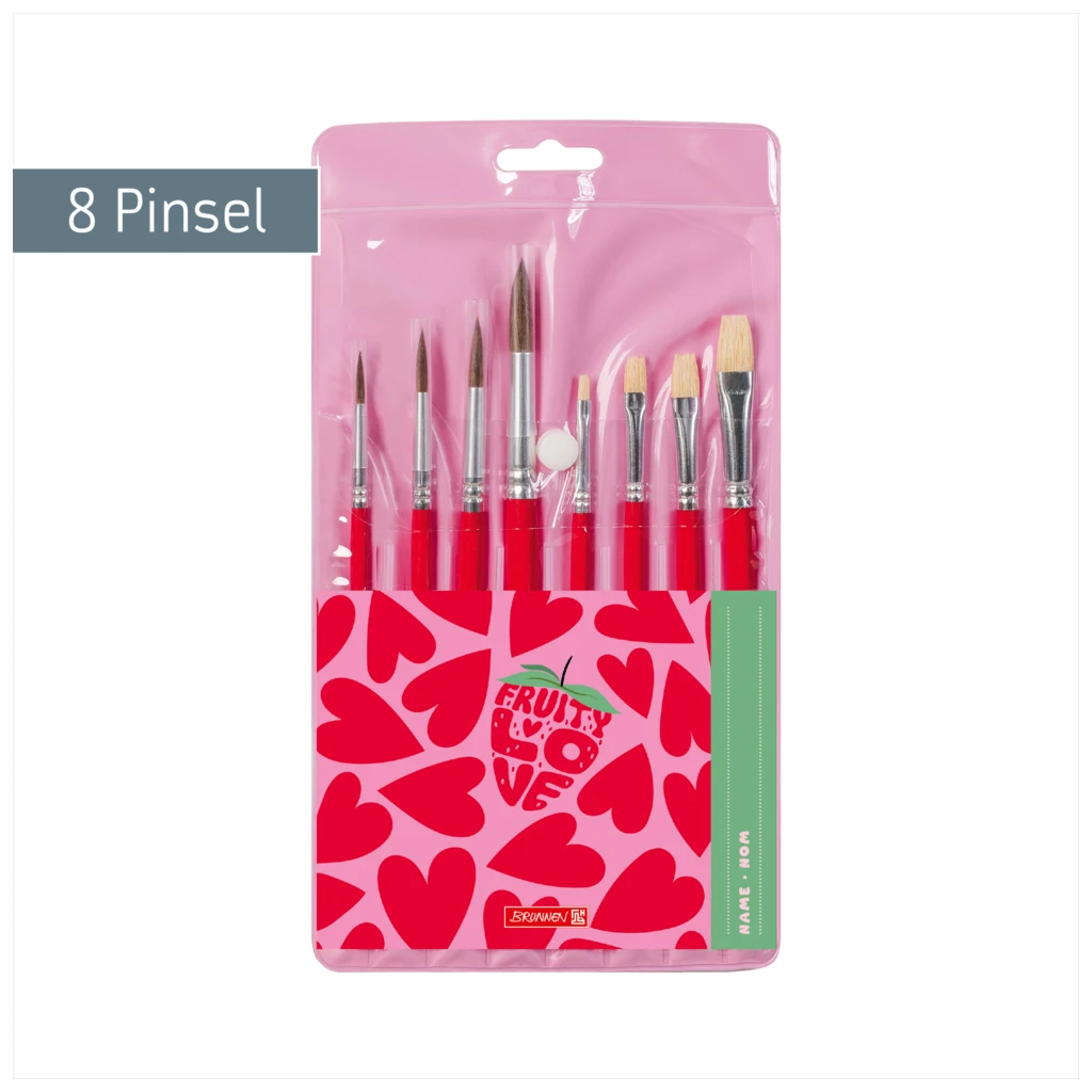 Schulpinsel-Set Fruity Love | rot, 8 Pinsel