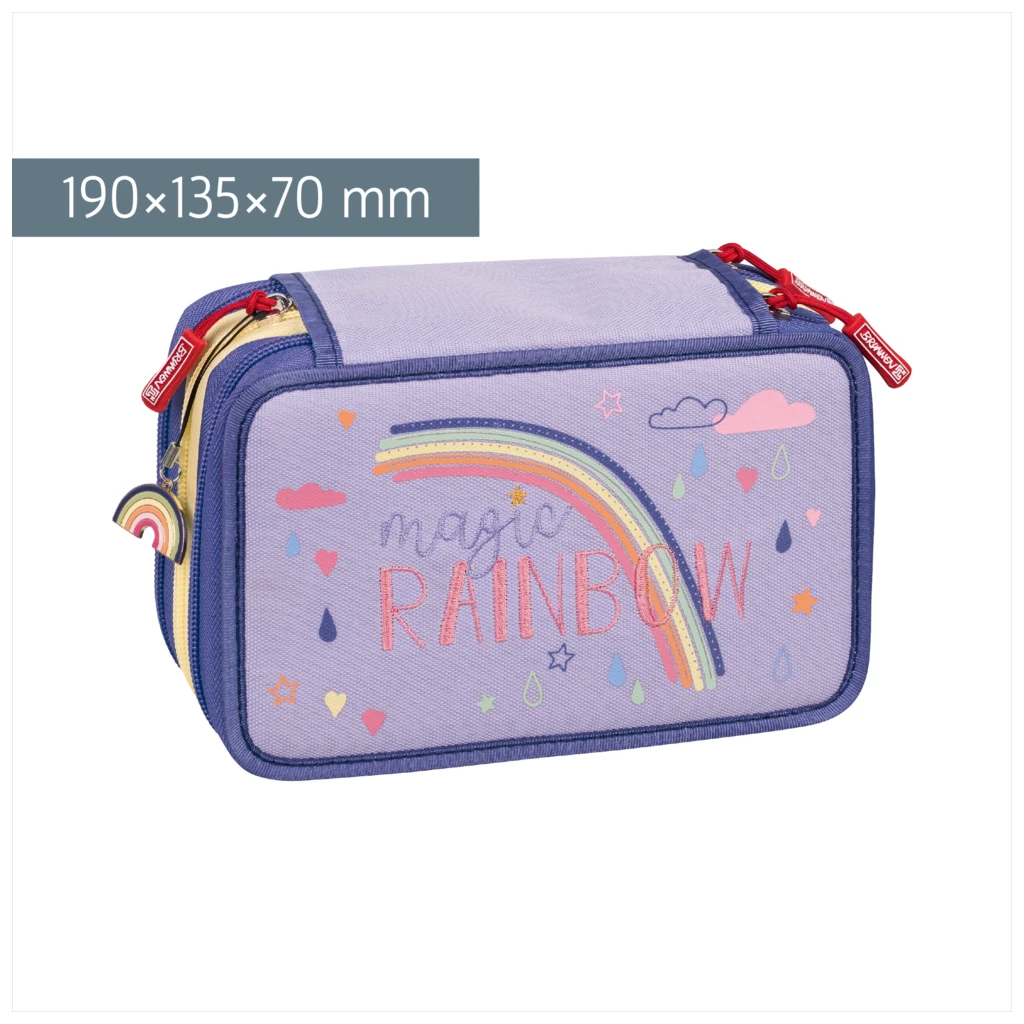 Federmäppchen Magic Rainbow | 3 Reißverschlüsse, helllila