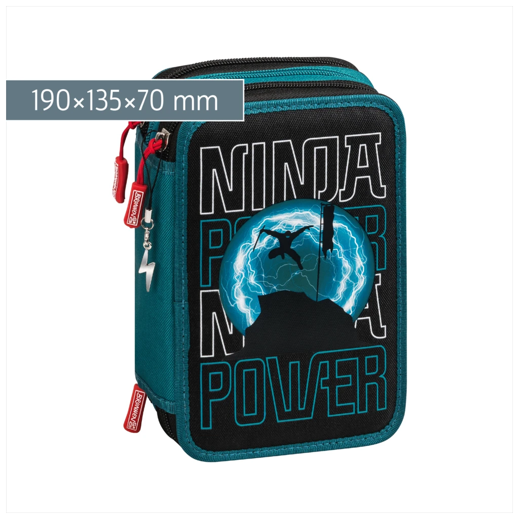 Federmäppchen Ninja Power | 3 Reißverschlüsse, petrol/schwarz