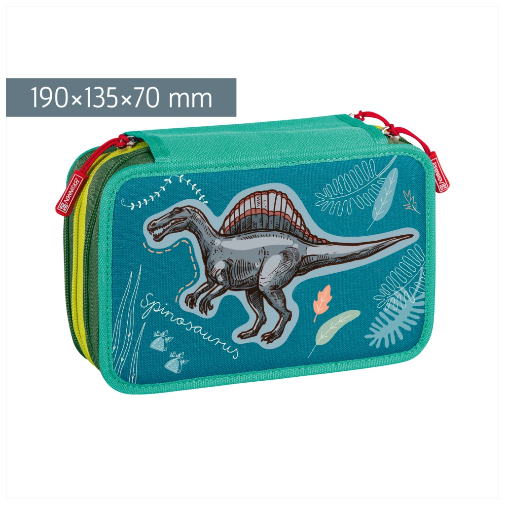 Federmäppchen Dinosaurier | 3 Reißverschlüsse, blau