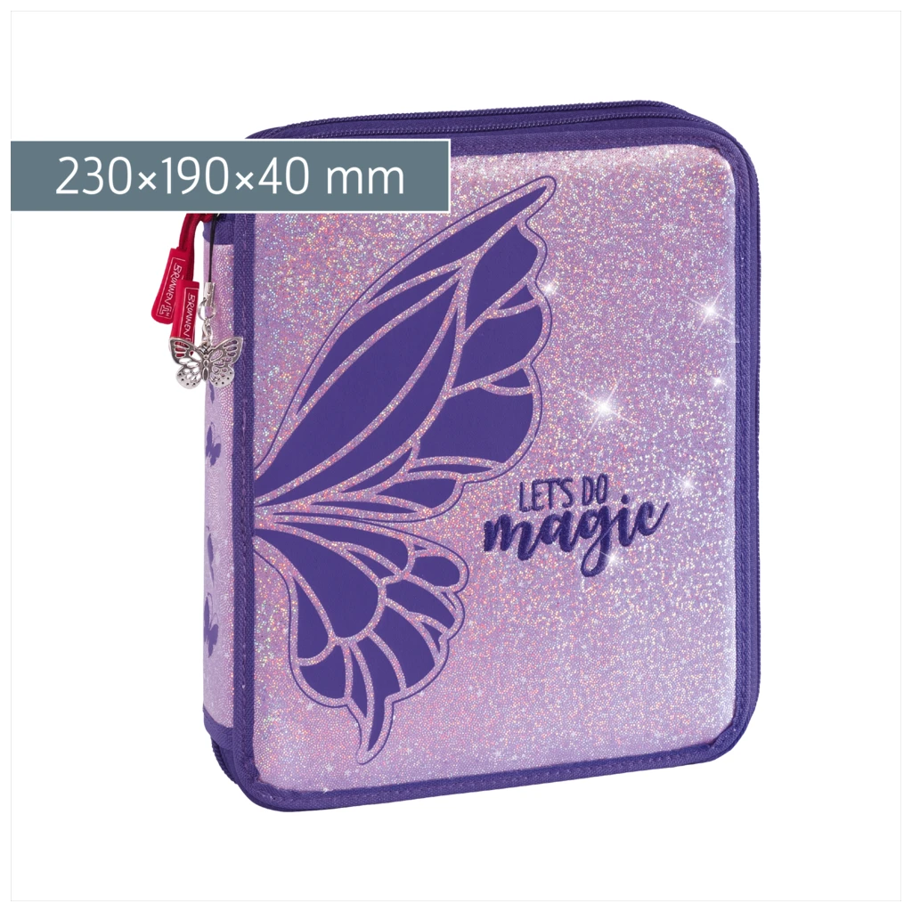 Federmäppchen XXL Magic Butterfly | 2 Reißverschlüsse, rosarot/lila