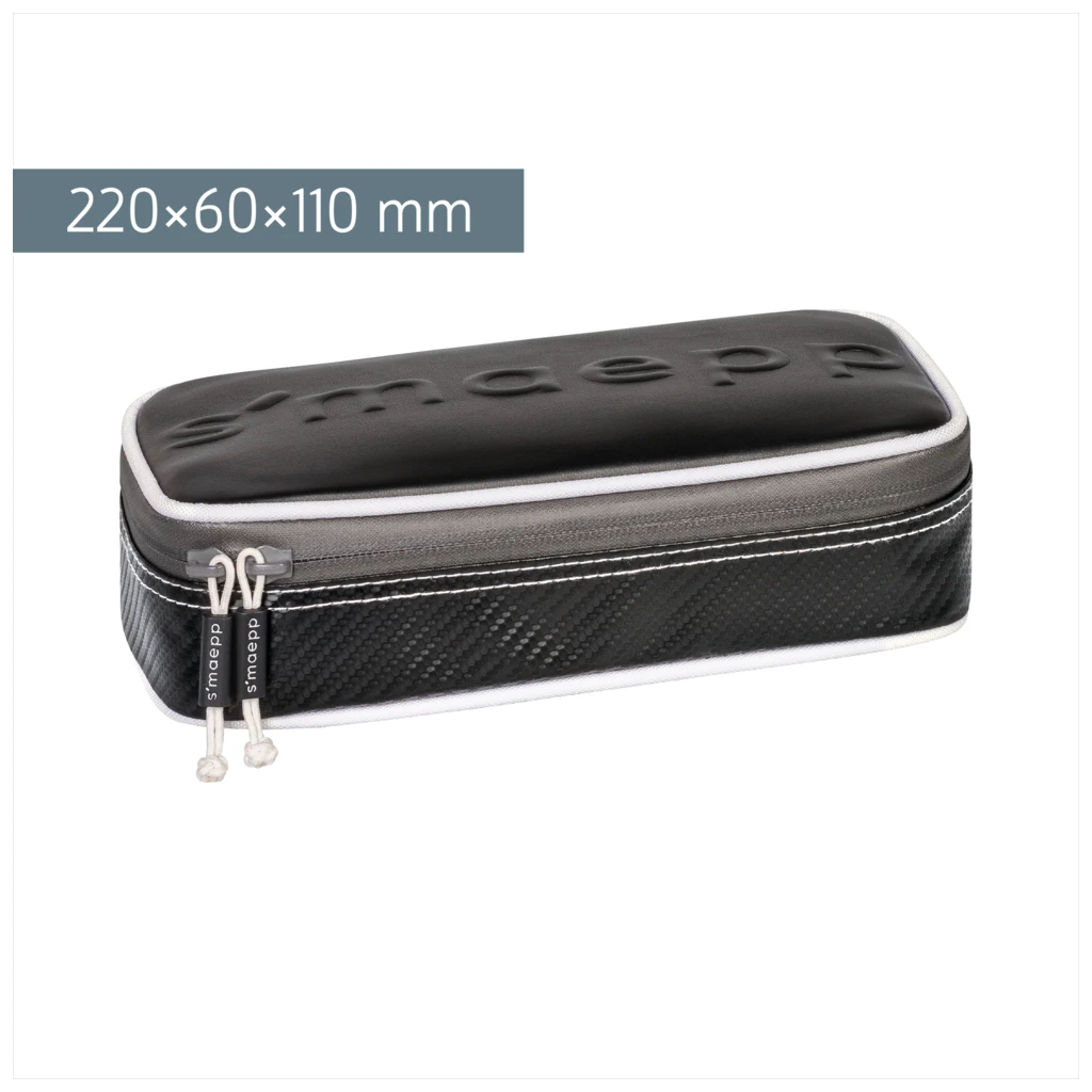 Schlampermäppchen s'maepp XL „Carbon“ | 1 Klappe(n), schwarz/silber