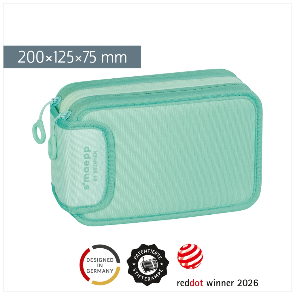 Federmäppchen s'maepp Colour Code | 3 Reißverschlüsse, mint