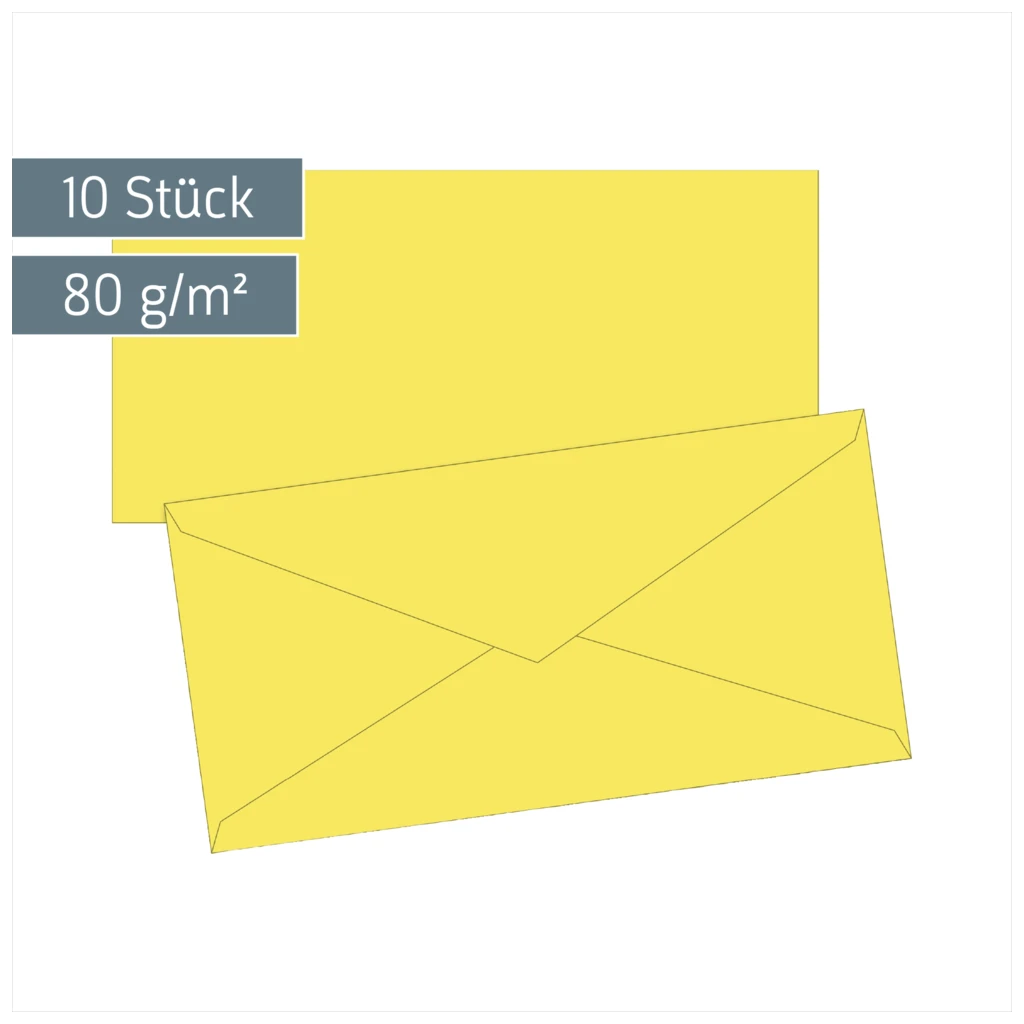 Briefumschläge Universalpapier | DIN lang, 80 g/m², gelb, 10 Stück
