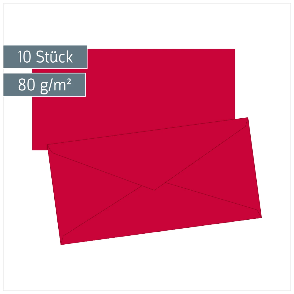 Briefumschläge Universalpapier | DIN lang, 80 g/m², mittelrot, 10 Stück