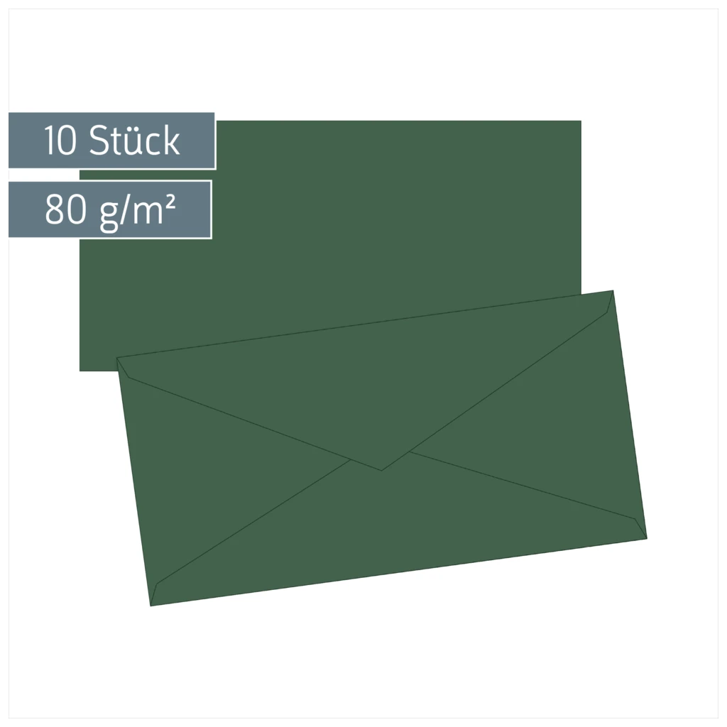 Briefumschläge Universalpapier | DIN lang, 80 g/m², moosgrün, 10 Stück