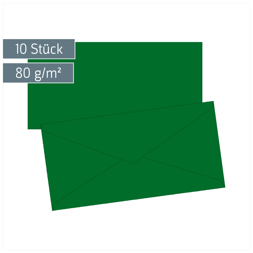 Briefumschläge Universalpapier | DIN lang, 80 g/m², dunkelgrün, 10 Stück