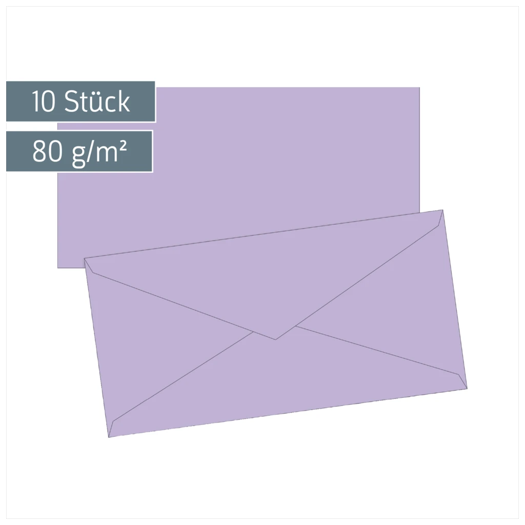 Briefumschläge Universalpapier | DIN lang, 80 g/m², flieder, 10 Stück