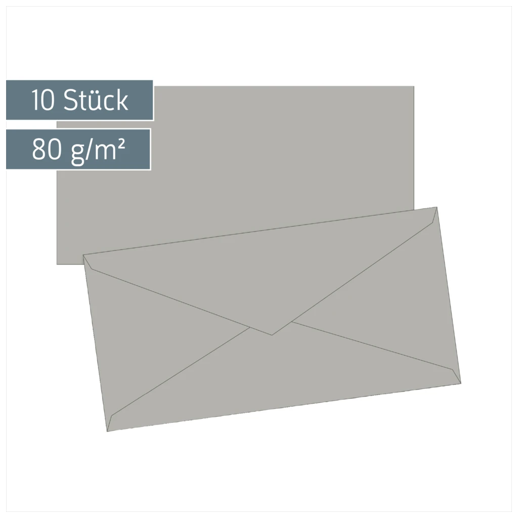 Briefumschläge Universalpapier | DIN lang, 80 g/m², grau, 10 Stück