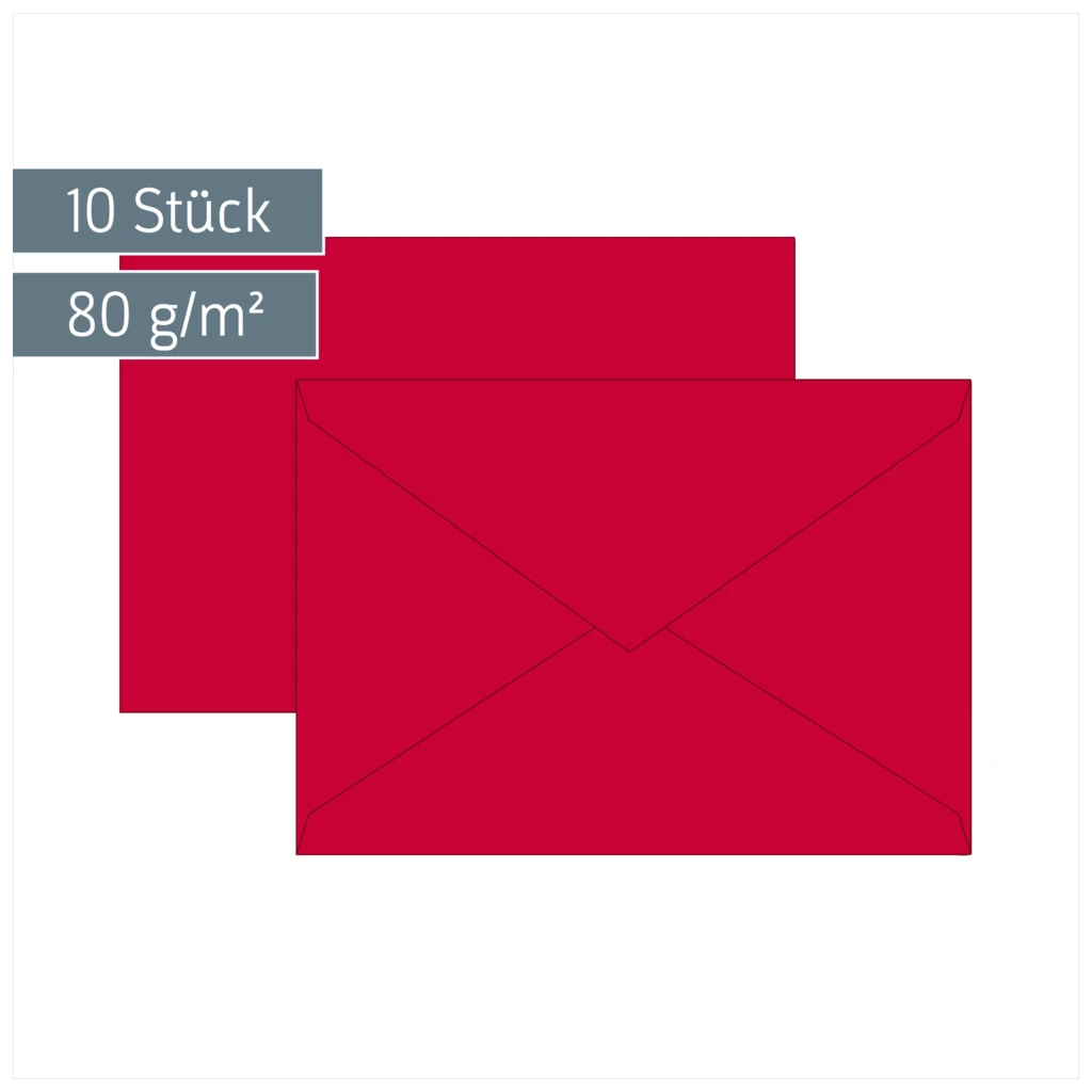 Briefumschläge Universalpapier | C6, 80 g/m², mittelrot, 10 Stück