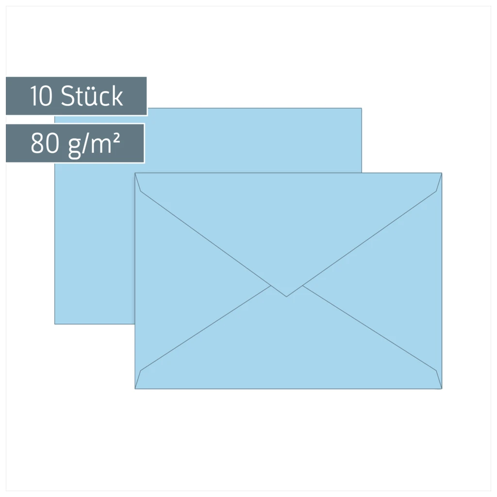 Briefumschläge Universalpapier | C6, 80 g/m², hellblau, 10 Stück