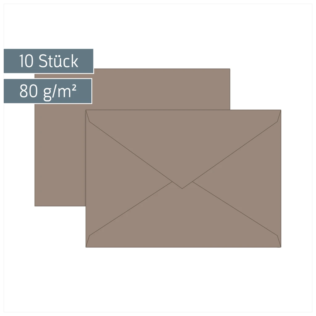 Briefumschläge Universalpapier | C6, 80 g/m², taupe, 10 Stück