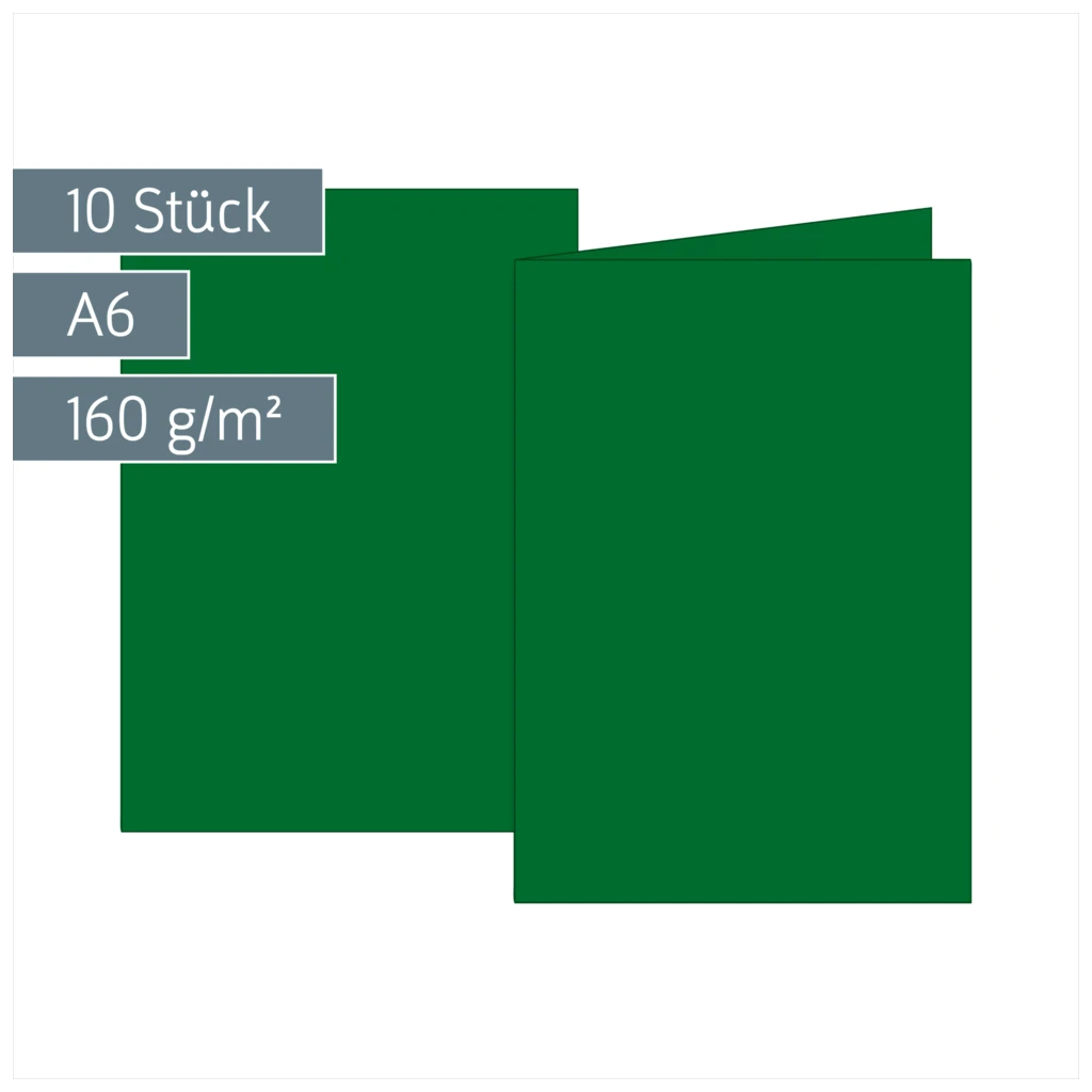 Klappkarten Universalpapier | A6, 105×150 mm, 160 g/m², dunkelgrün, 10 Stück