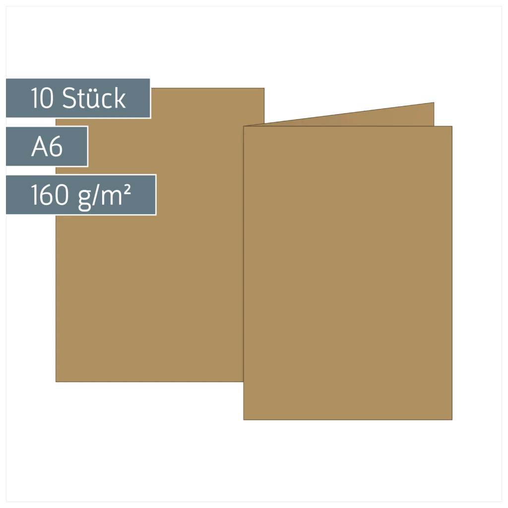 Klappkarten Universalpapier | A6, 105×150 mm, 160 g/m², sand, 10 Stück