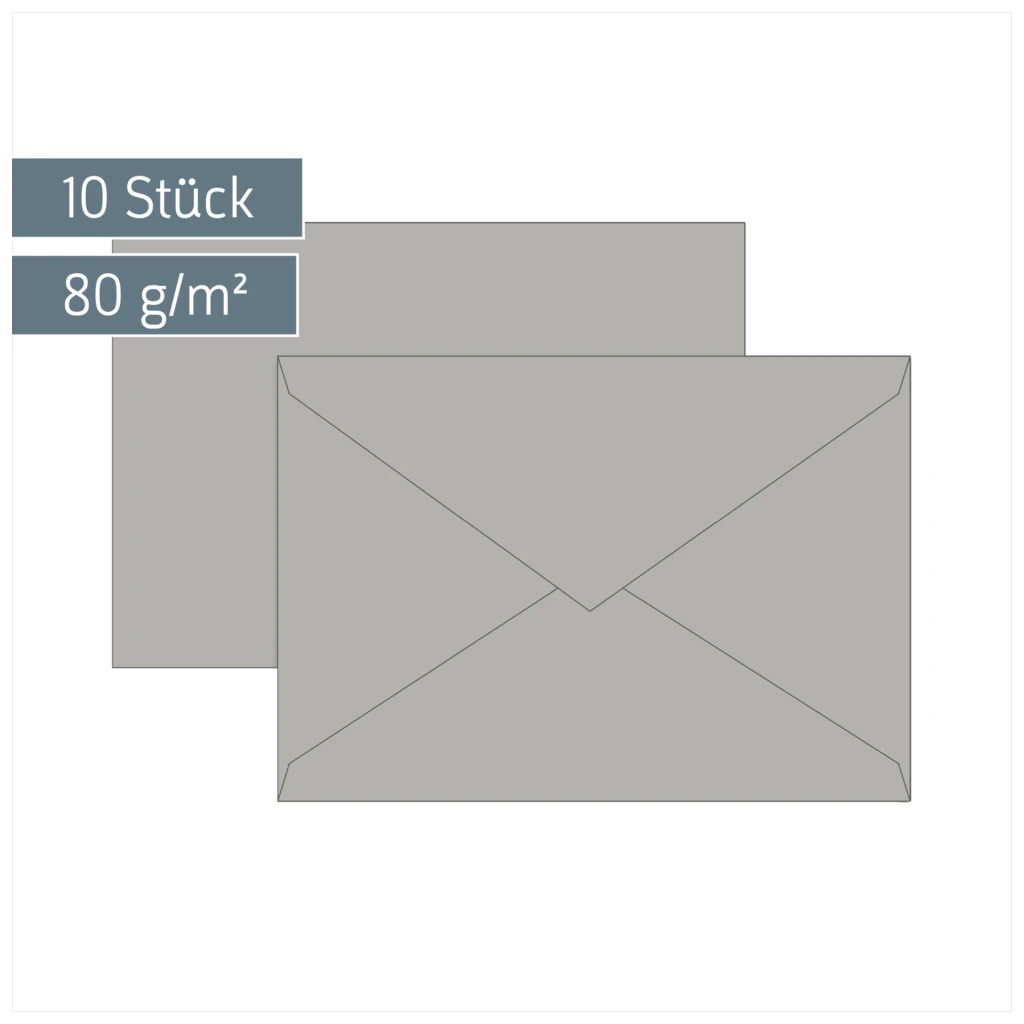 Briefumschläge Universalpapier | C5, 80 g/m², grau, 10 Stück