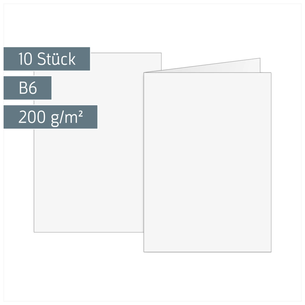 Klappkarten Universalpapier | B6, 200 g/m², weiß, 10 Stück