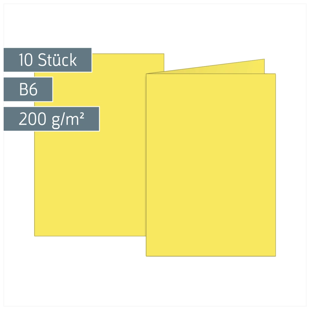Klappkarten Universalpapier | B6, 200 g/m², gelb, 10 Stück