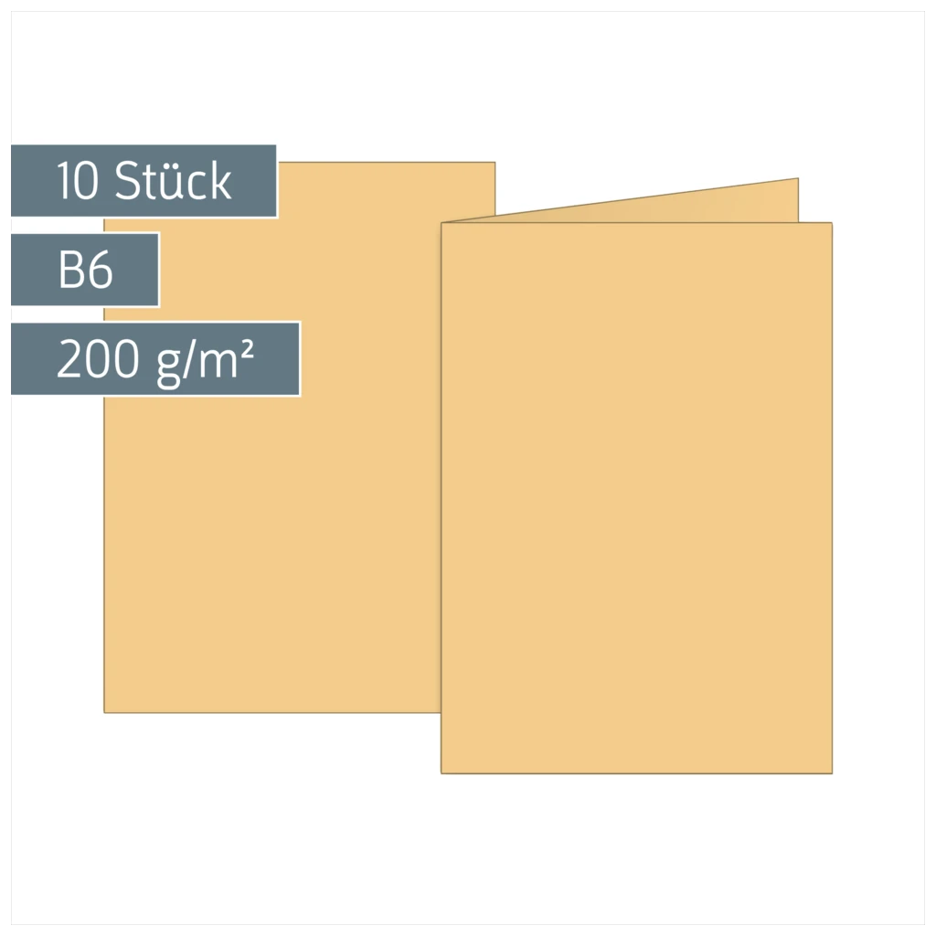Klappkarten Universalpapier | B6, 200 g/m², honig, 10 Stück