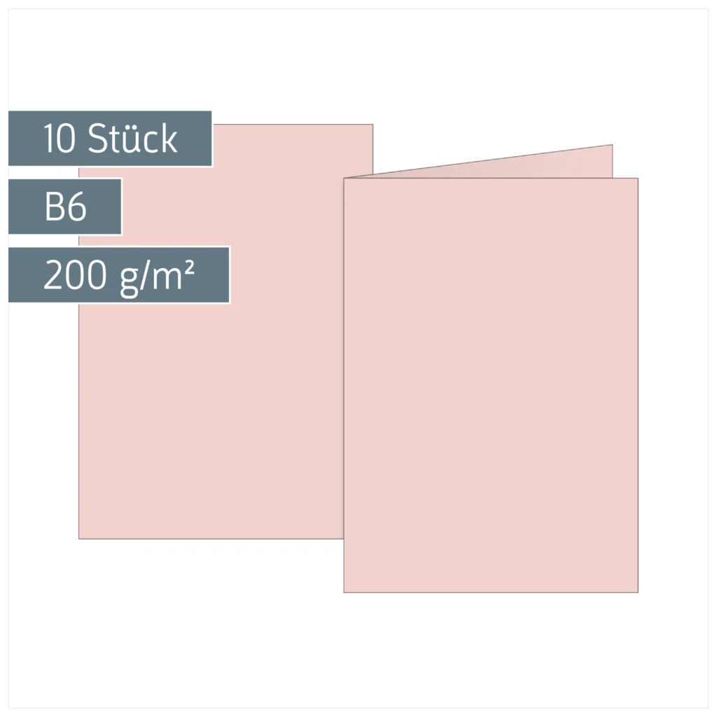 Klappkarten Universalpapier | B6, 200 g/m², rosé, 10 Stück