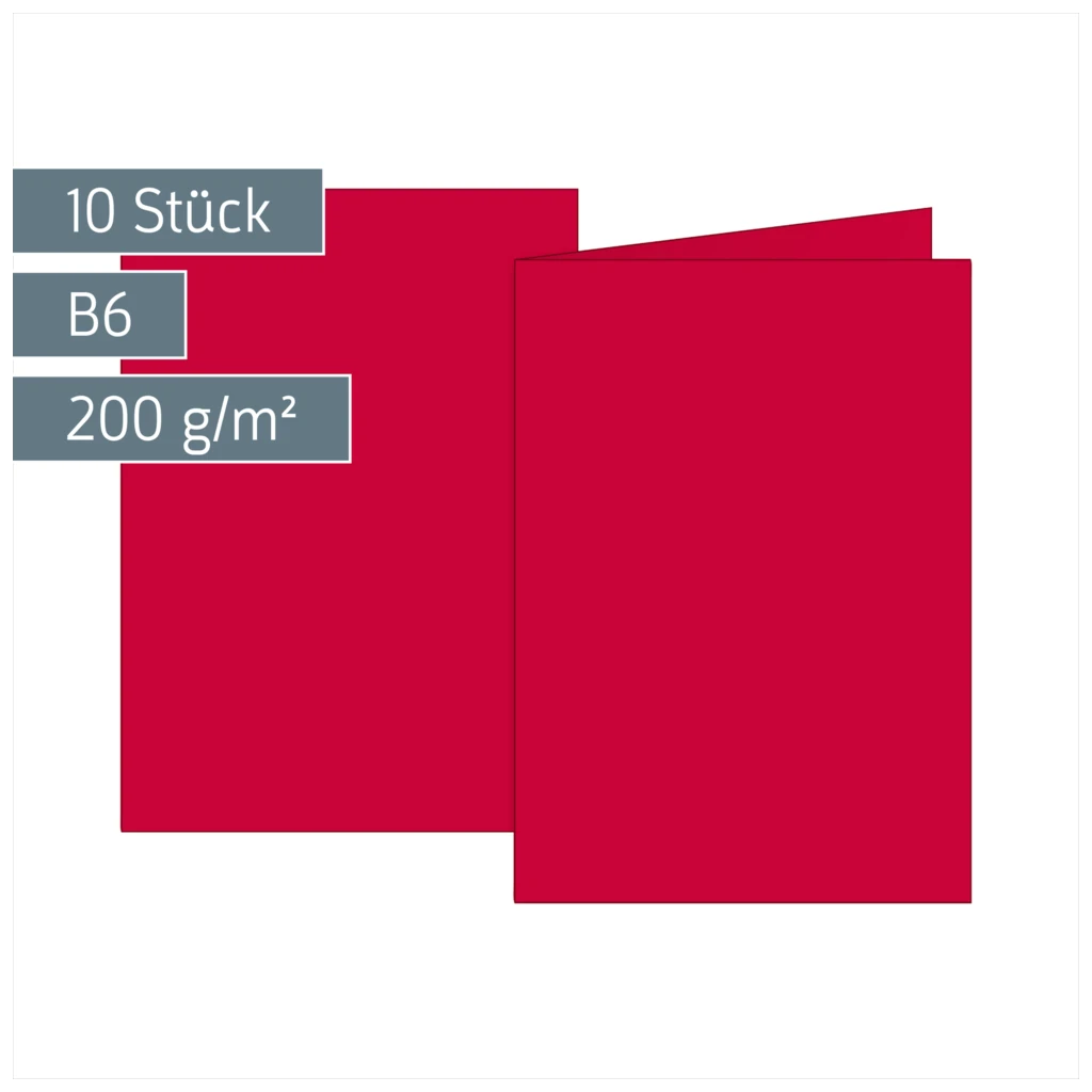Klappkarten Universalpapier | B6, 200 g/m², mittelrot, 10 Stück