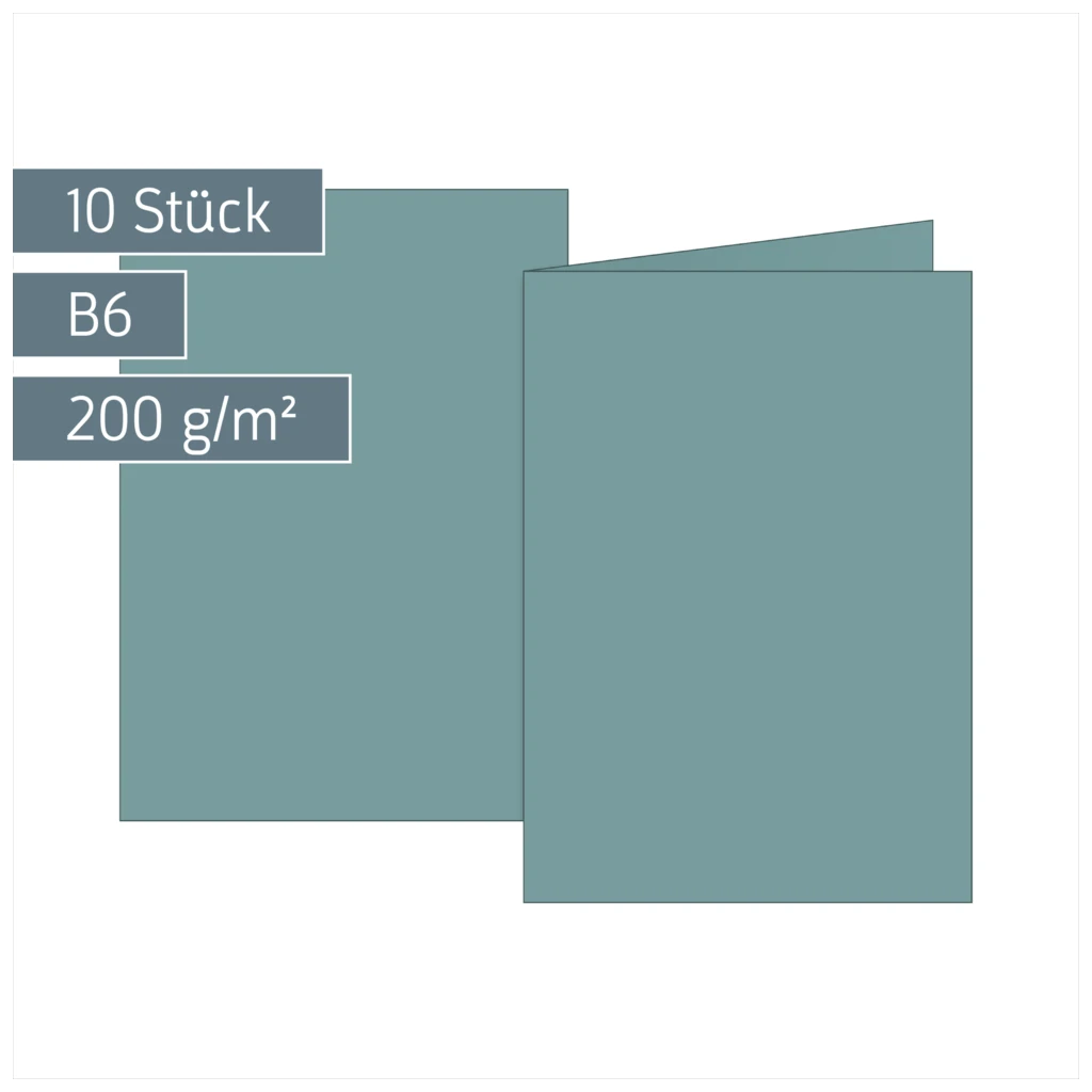 Klappkarten Universalpapier | B6, 200 g/m², petrol, 10 Stück