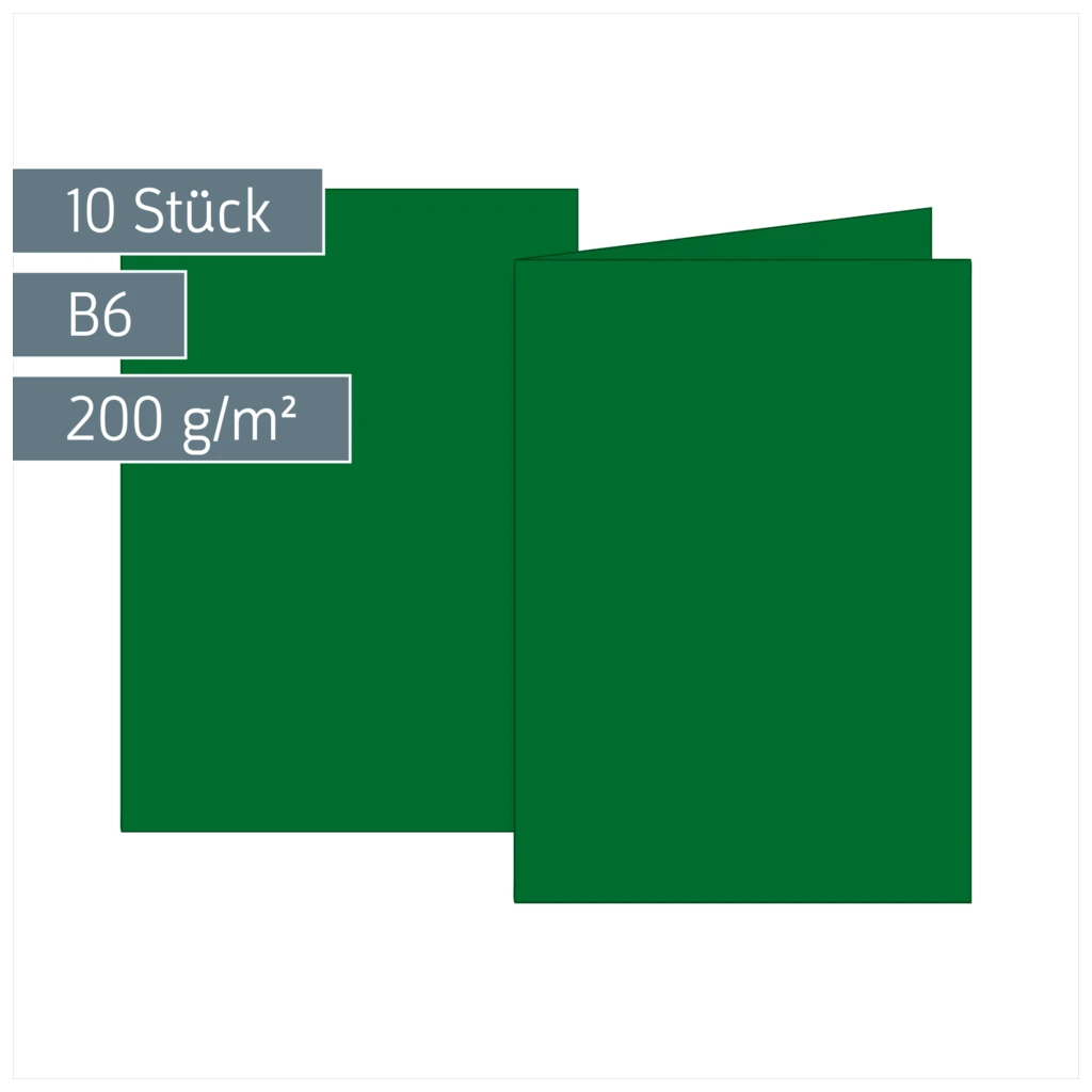 Klappkarten Universalpapier | B6, 200 g/m², dunkelgrün, 10 Stück