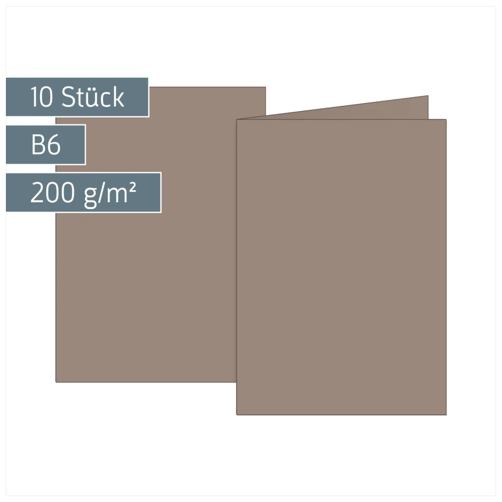 Klappkarten Universalpapier | B6, 200 g/m², taupe, 10 Stück
