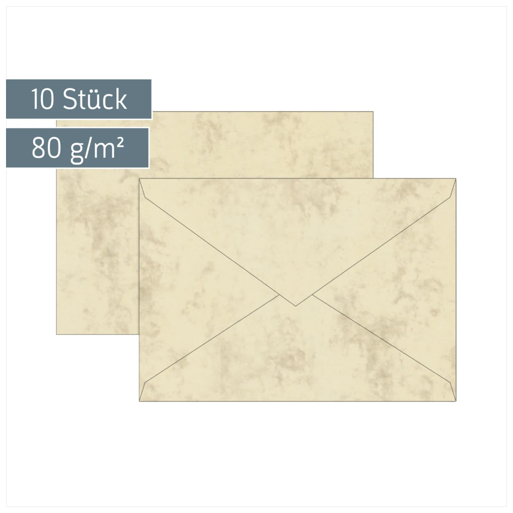 Briefumschläge Universalpapier Marmor | C5, 80 g/m², chamois, 10 Stück