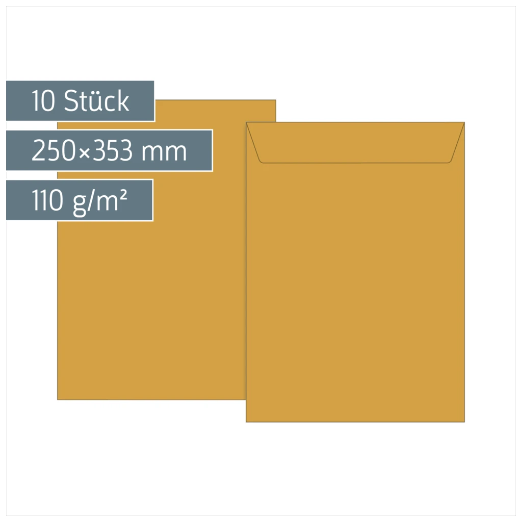 Versandtaschen | 250×353 mm, B4, 110 g/m², braun, 10 Stück